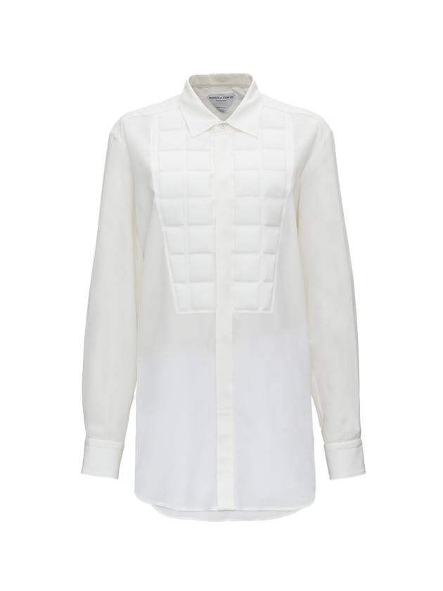 Bottega Veneta Women's Quilted Panel Silk Shirt White