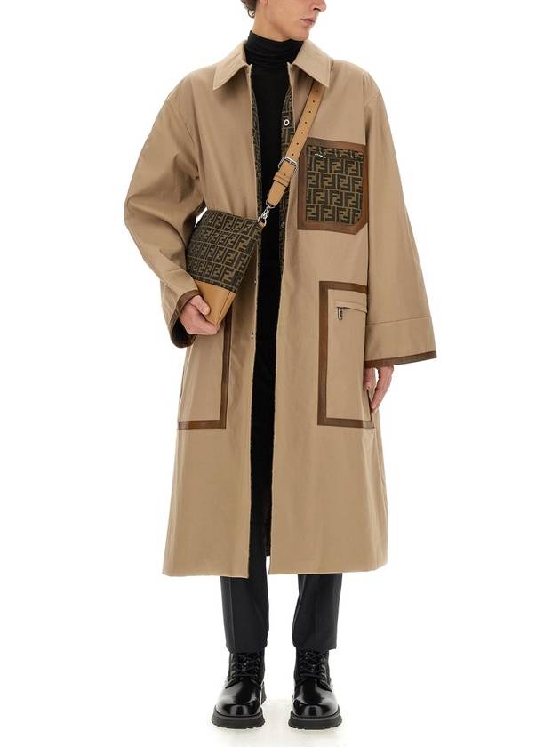 Fendi FF Logo Jacquard Reversible Trench Coat Beige