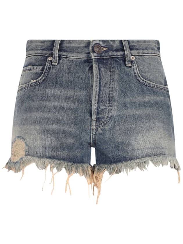 Balenciaga Back logo patch denim shorts blue