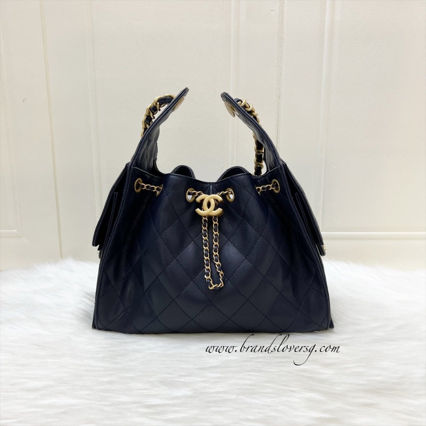 Chanel 25 Small Hobo Bag in 25S Navy Caviar and AGHW