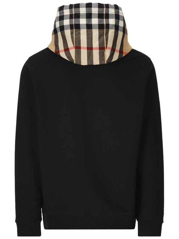 Burberry Check Hood Cotton Hoodie Black