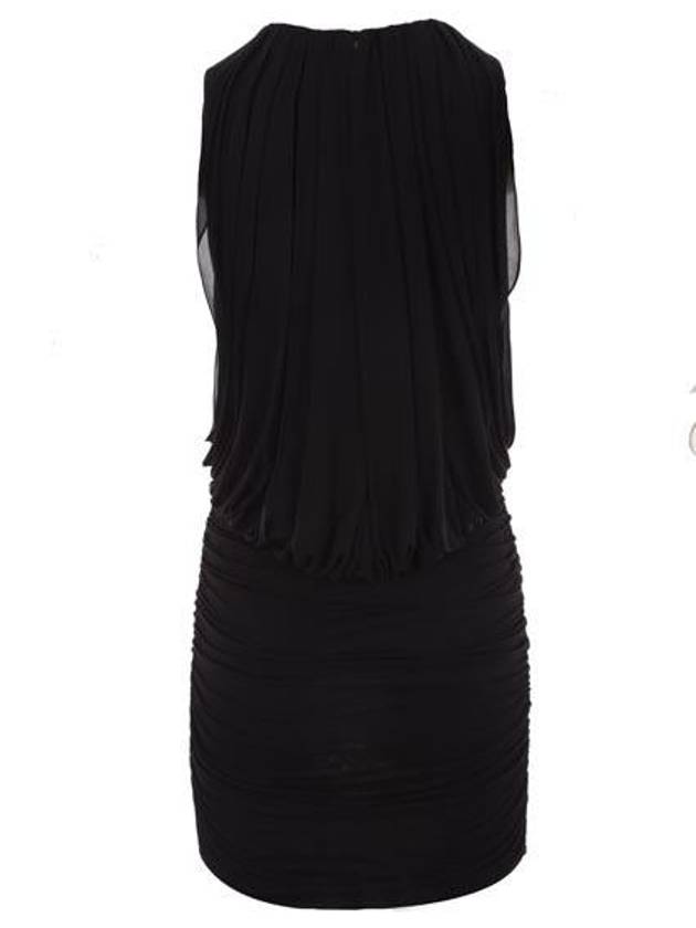Saint Laurent Women's Draped Sleeveless Jersey Mini Dress Black