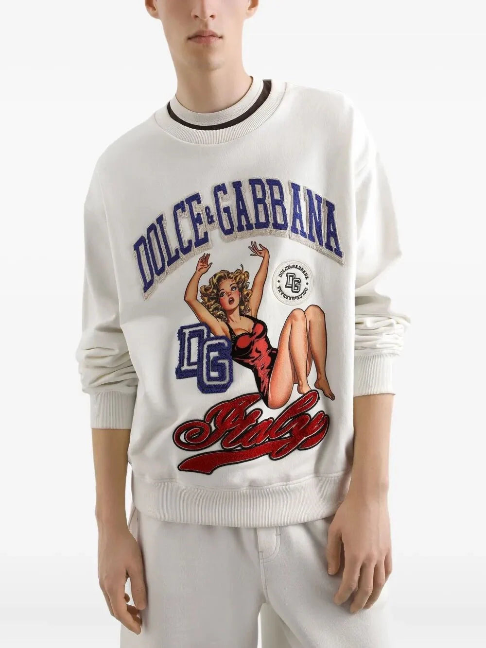 Dolce & Gabbana Men Long Sleeve Crew-Neck Sweatshirt
