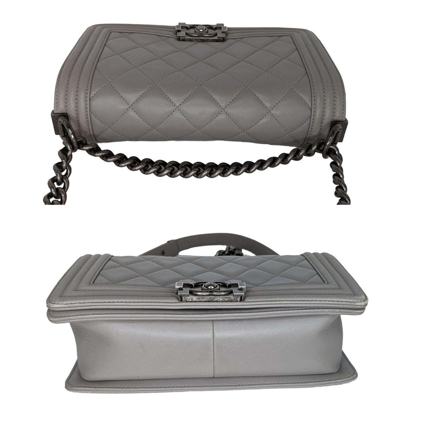 Chanel bag Gray Quilted Calfskin Medium Boy Bag