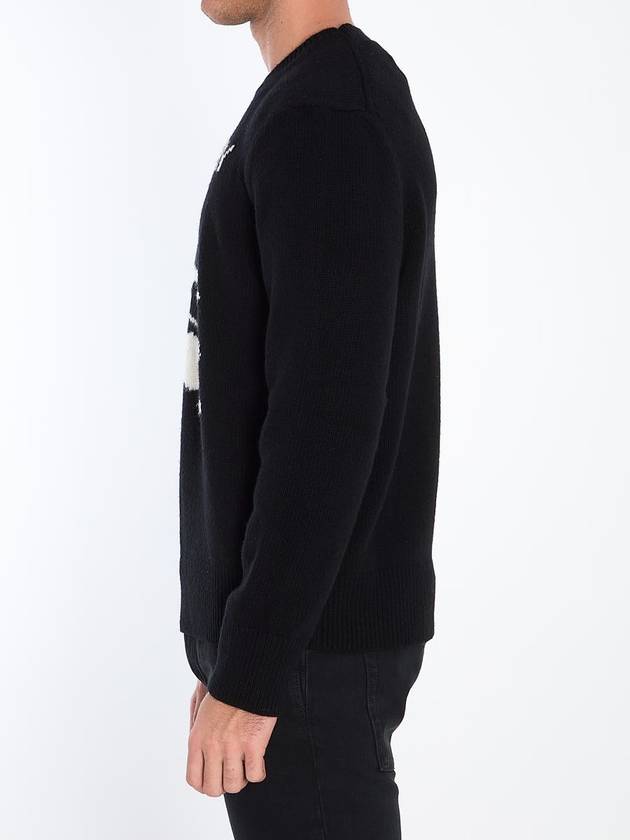 Burberry EKD Crew Neck Wool Cashmere Knit Top Black