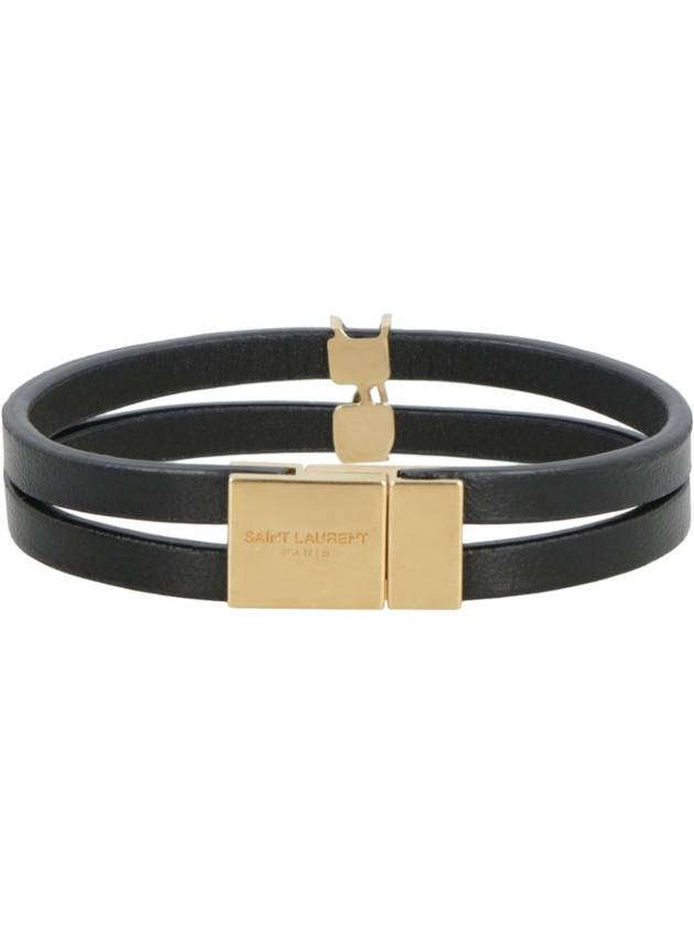 Saint Laurent Cassandre Double Strand Bracelet Black