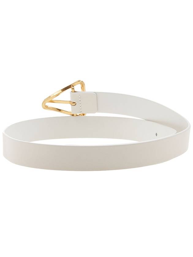 Bottega Veneta Grasp Triangle Buckle Leather Belt White