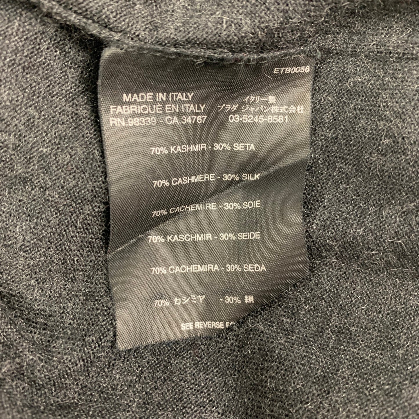 PRADA Size 2 Grey Heather Cashmere Silk V-Neck Cardigan