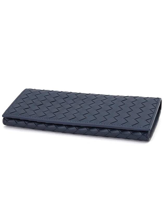 Bottega Veneta Intrecciato Continental Long Wallet Navy