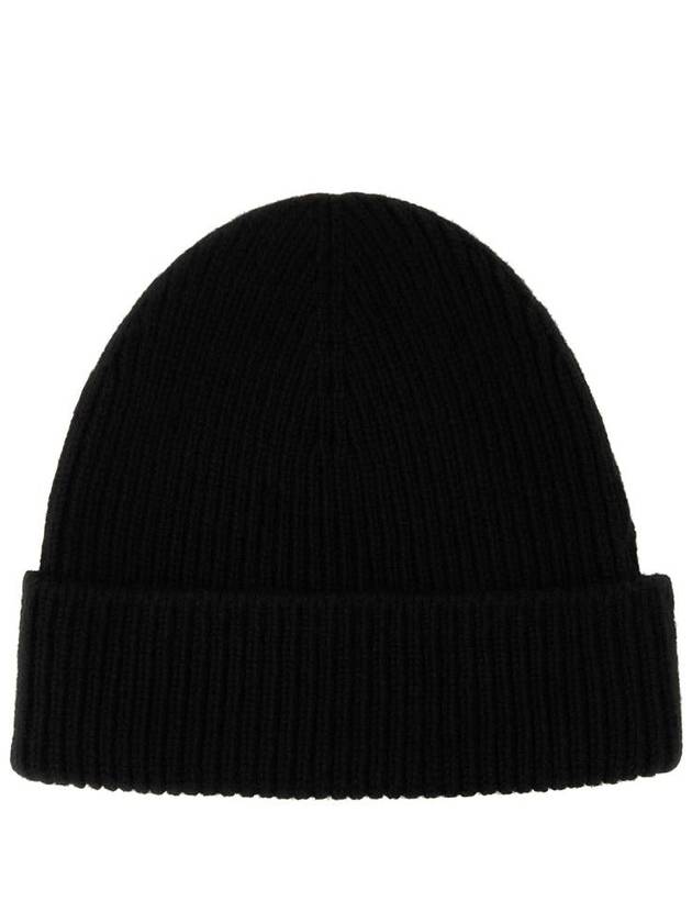 Burberry Embroidered Ribbed Cashmere Beanie Black