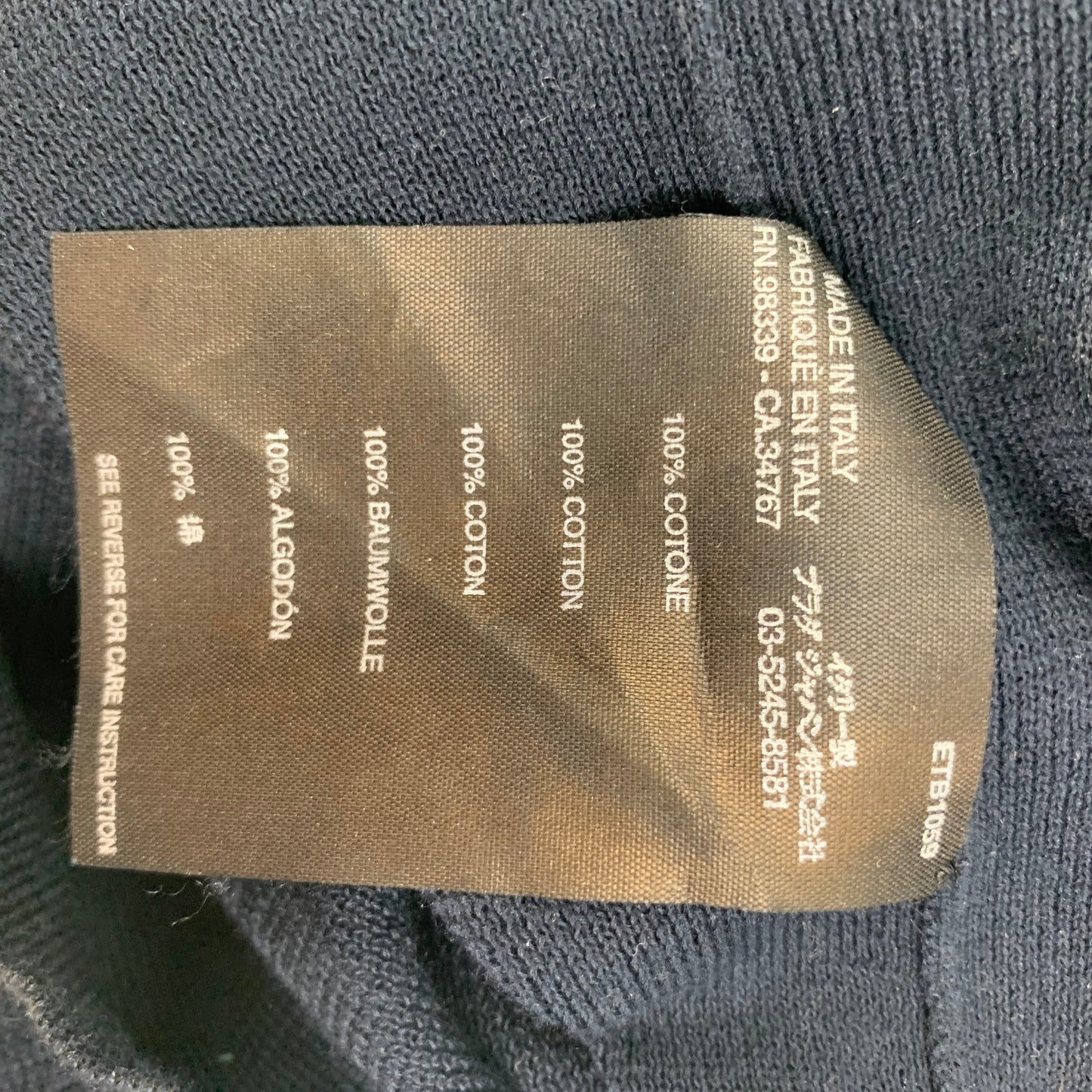 PRADA Size 2 Navy Cotton Mixed Fabrics Pullover