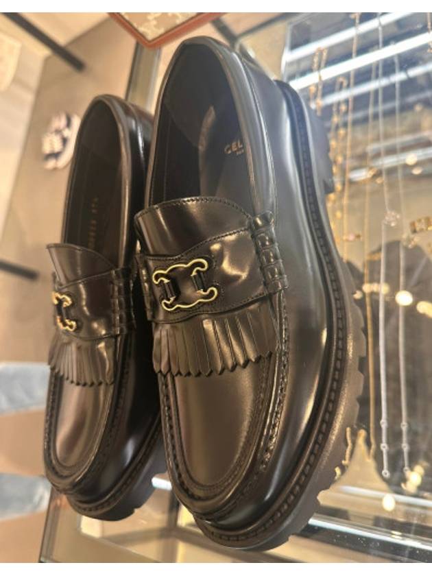 CELINE Margaret Triomphe Frame Calfskin Loafers Black