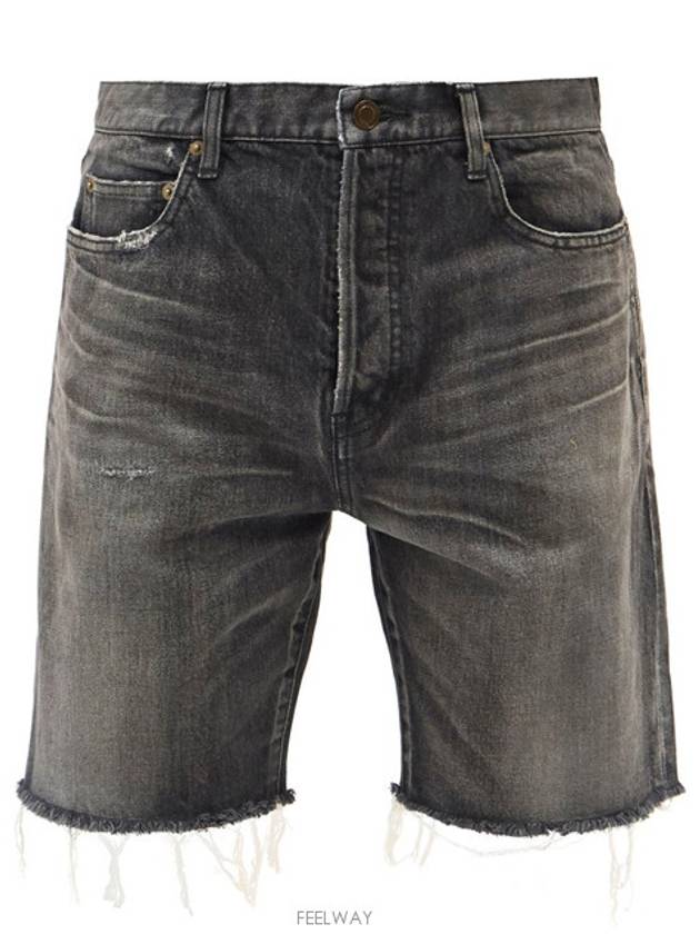 Saint Laurent Washing Denim Bermuda Shorts Grey