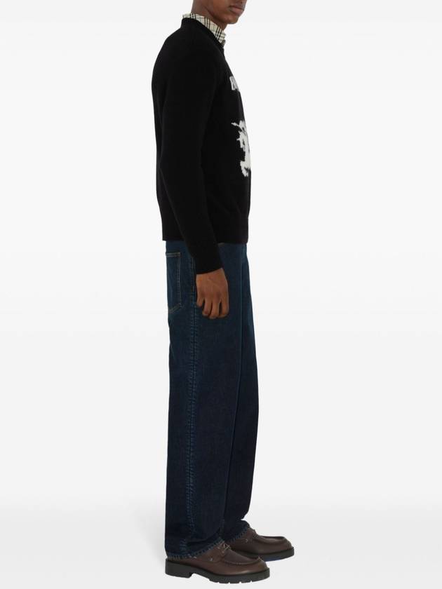 Burberry EKD Crew Neck Wool Cashmere Knit Top Black