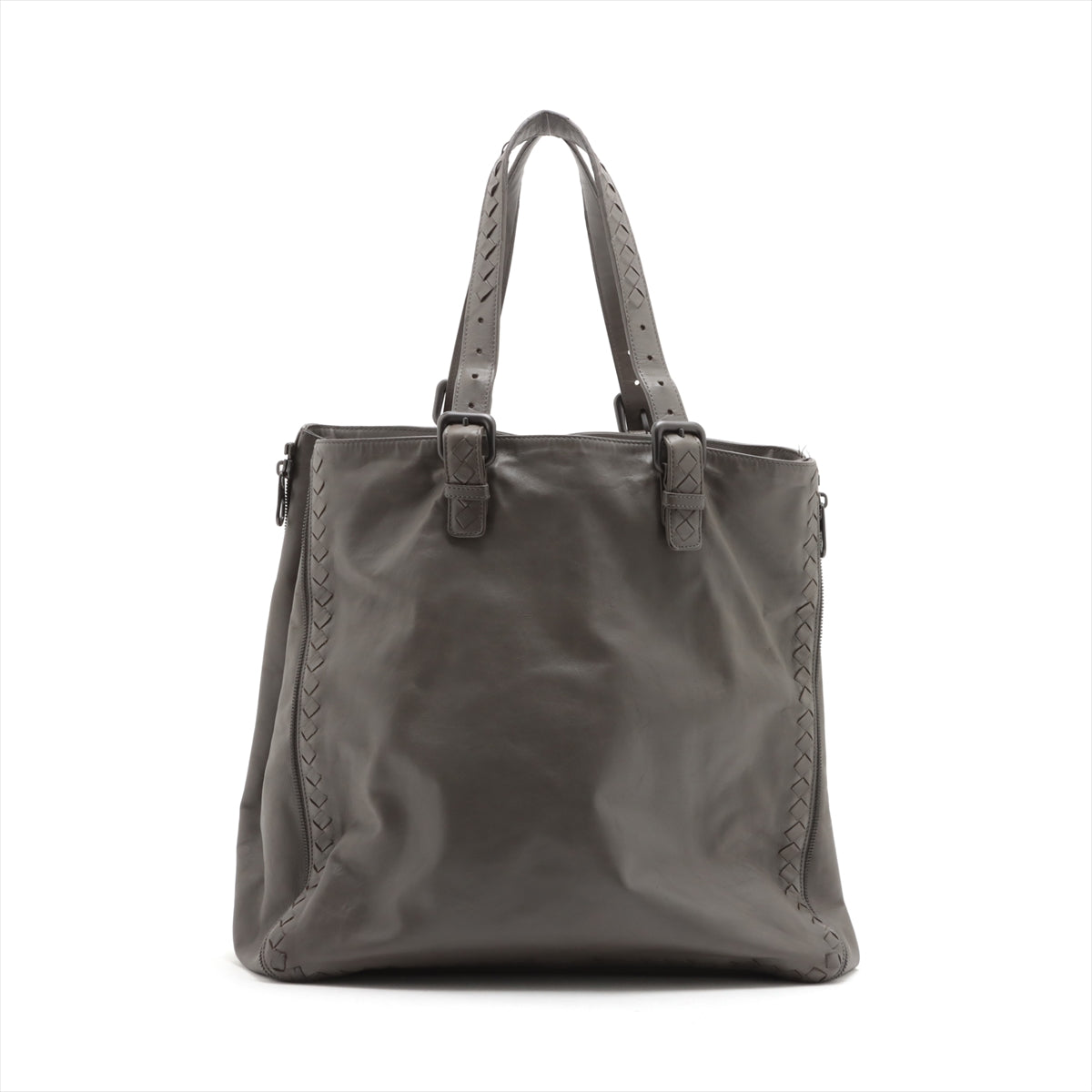 Bottega Veneta Intrecciato Leather Tote Bag Gr ay