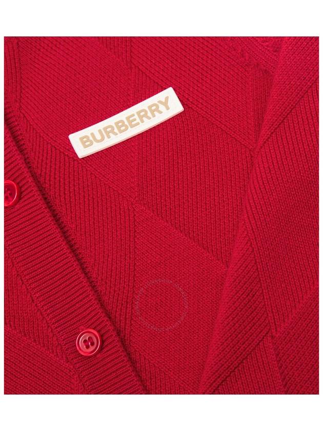 Burberry Burberry Logo Applique Argyle Intarsia Wool Cardigan, Size 6Y