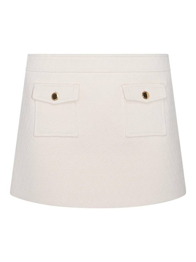 CELINE Bandeau Boutis Cotton A-Line Skirt Creme