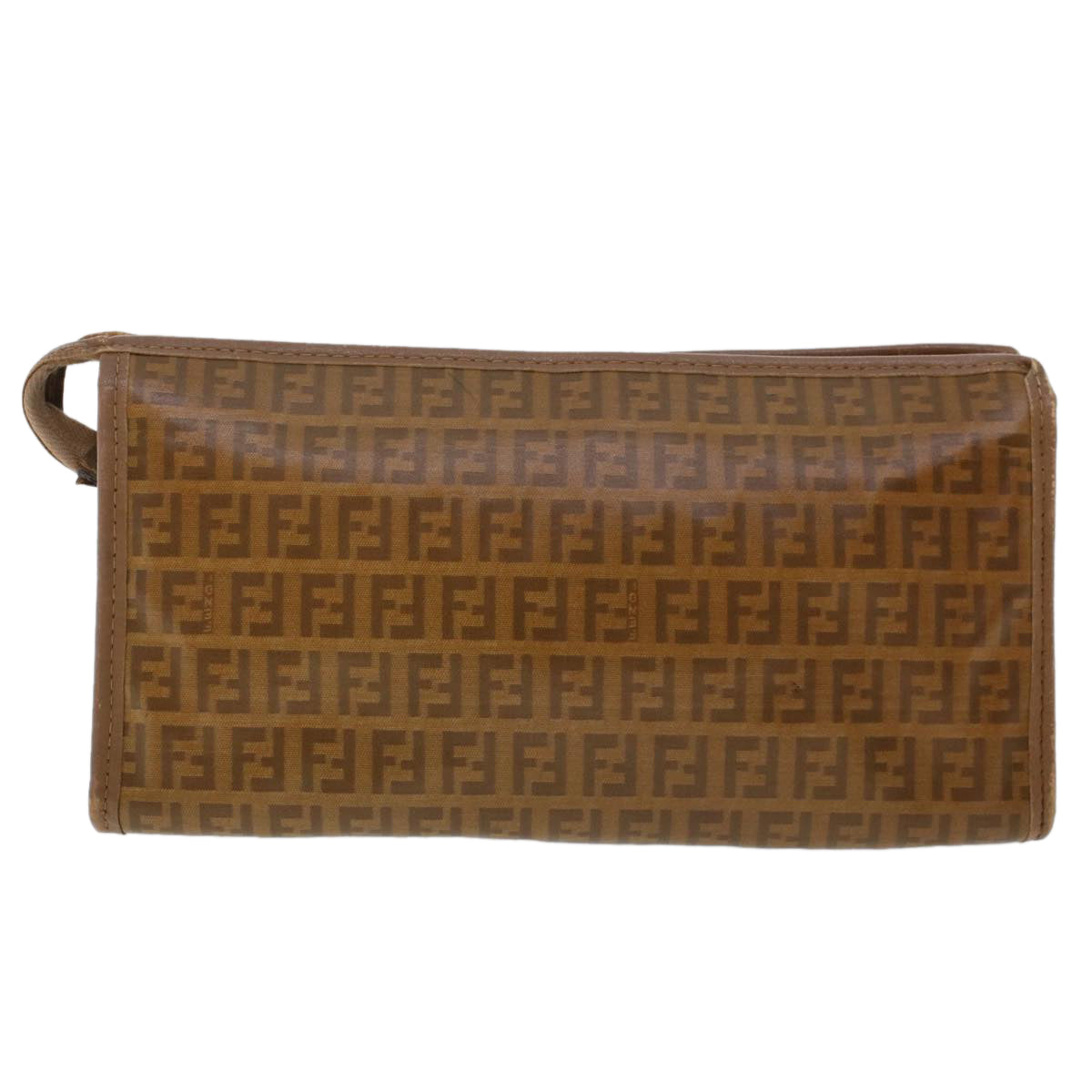 FENDI Zucchino Canvas Clutch Bag Brown ep1106