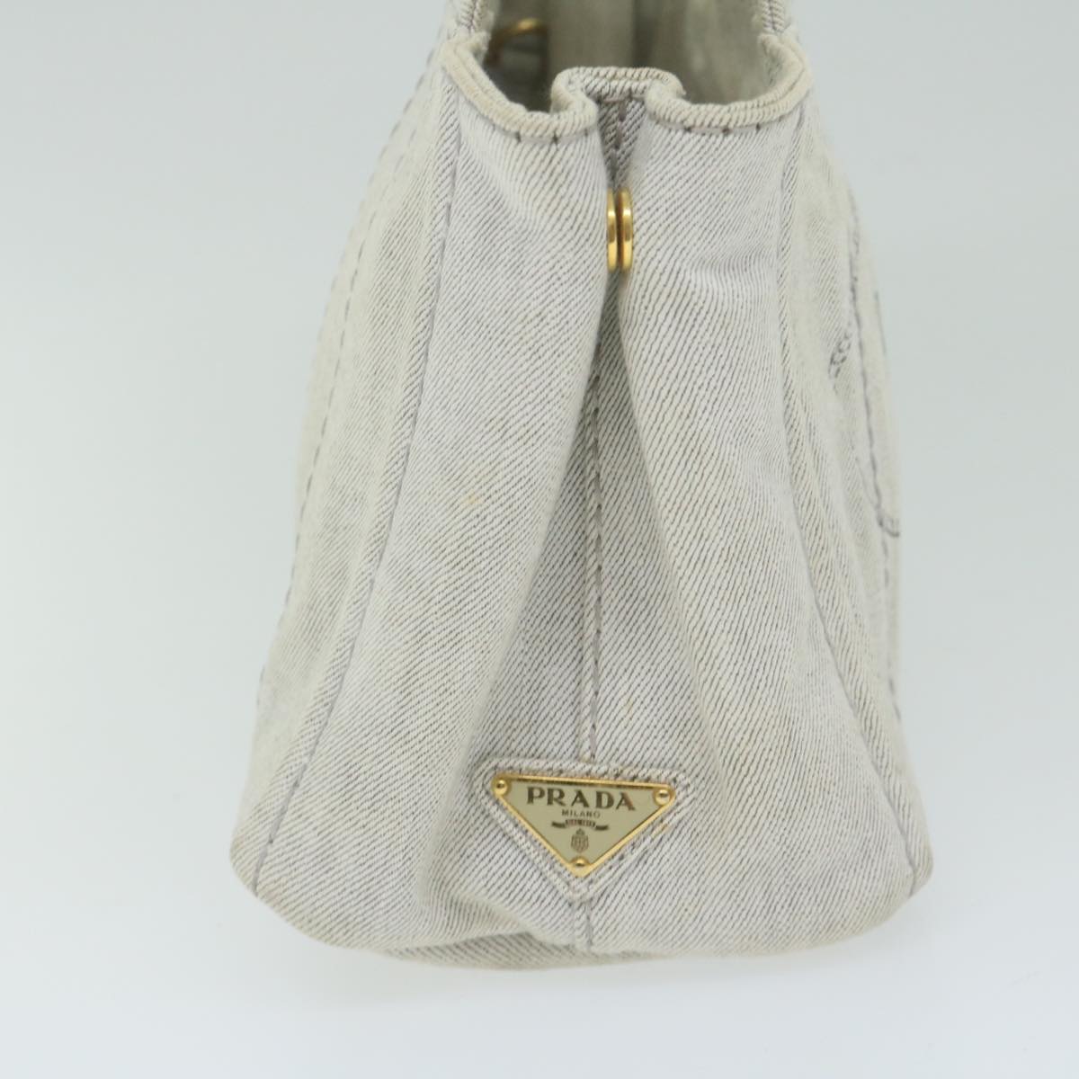 PRADA Canapa PM Hand Bag Canvas White ep2833