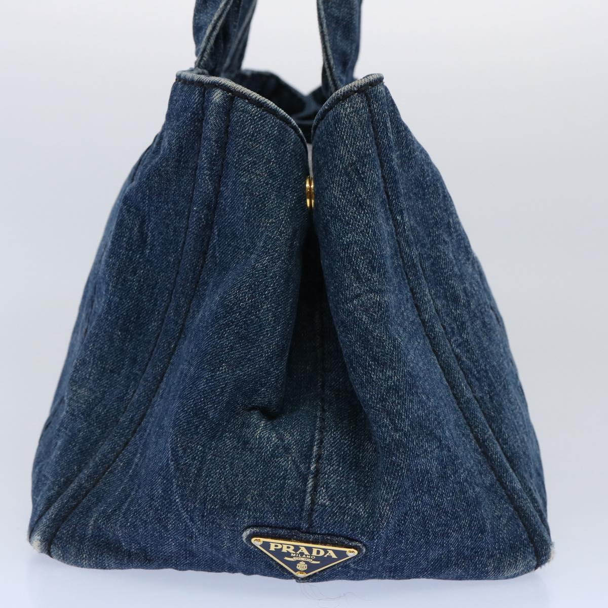 PRADA Canapa MM Hand Bag Canvas Blue ep2855
