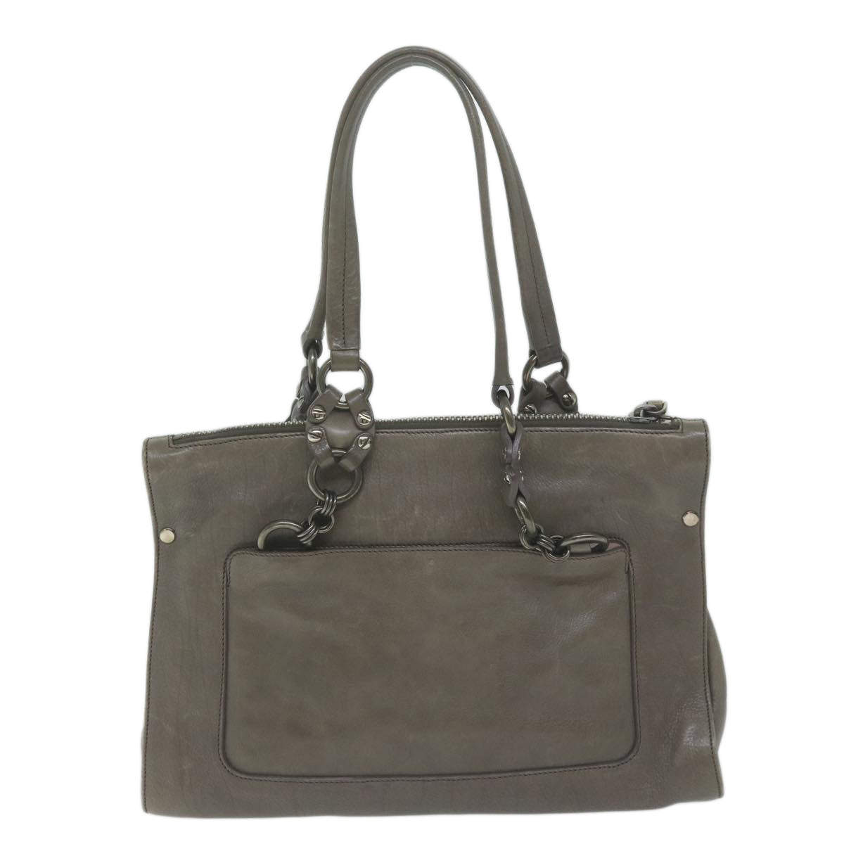 PRADA Shoulder Bag Leather Gray ep3136