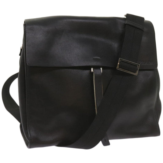 PRADA Shoulder Bag Leather Black  ep3608