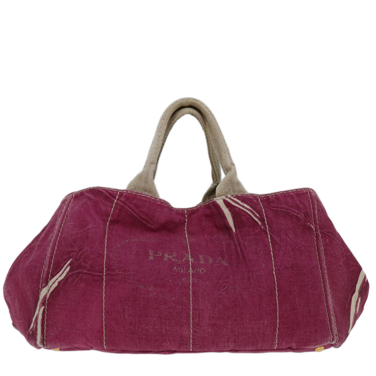 PRADA Canapa MM Hand Bag Canvas Pink ep3707