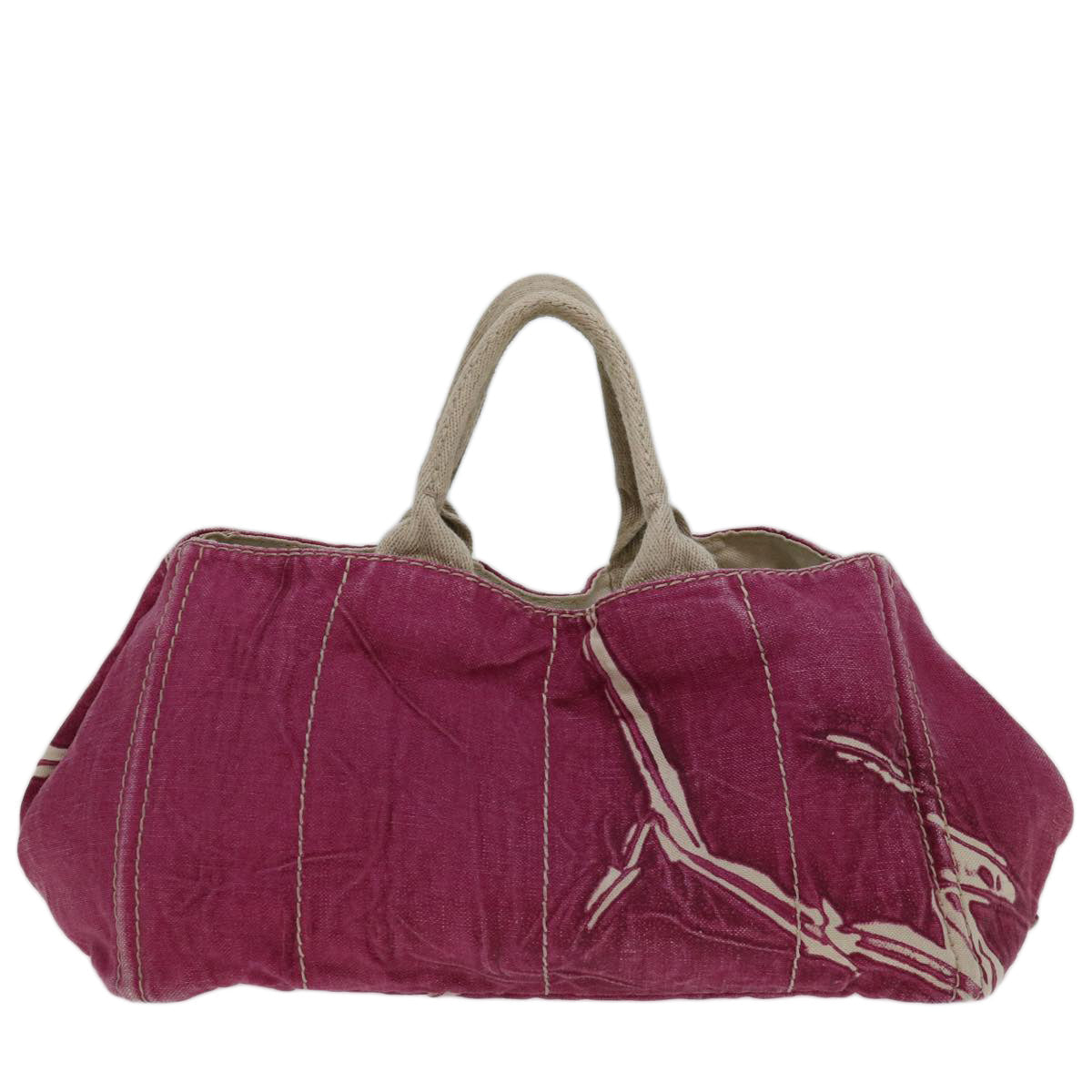 PRADA Canapa MM Hand Bag Canvas Pink ep3707