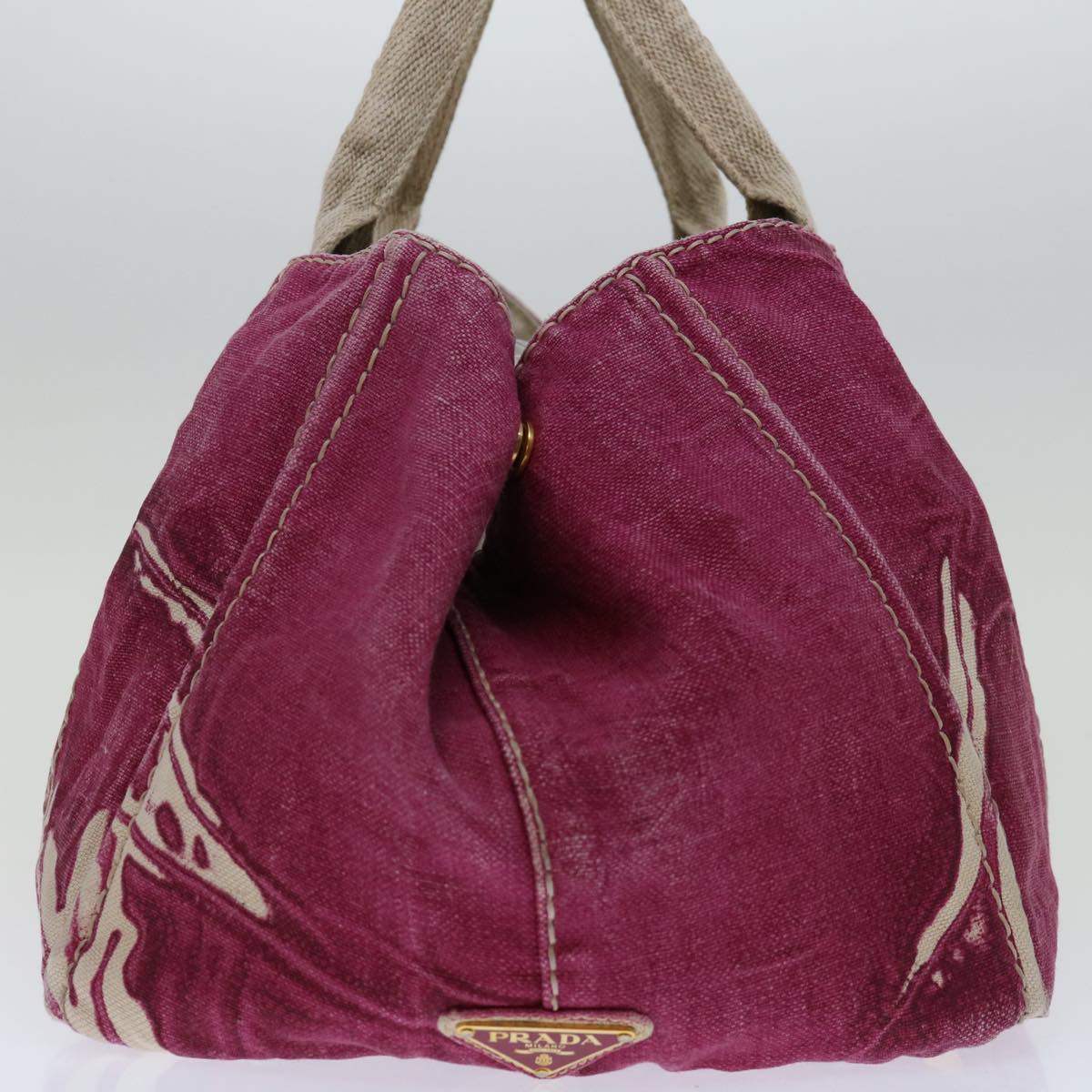 PRADA Canapa MM Hand Bag Canvas Pink ep3707