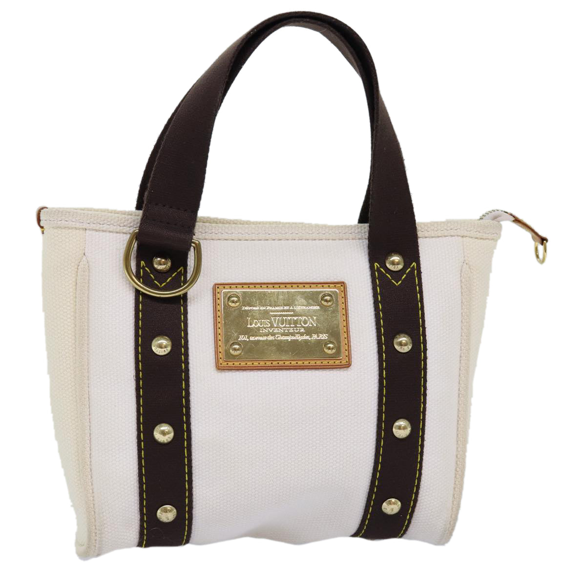 LOUIS VUITTON Antigua Cabas PM Tote Bag White Brown M40036 LV ep4310