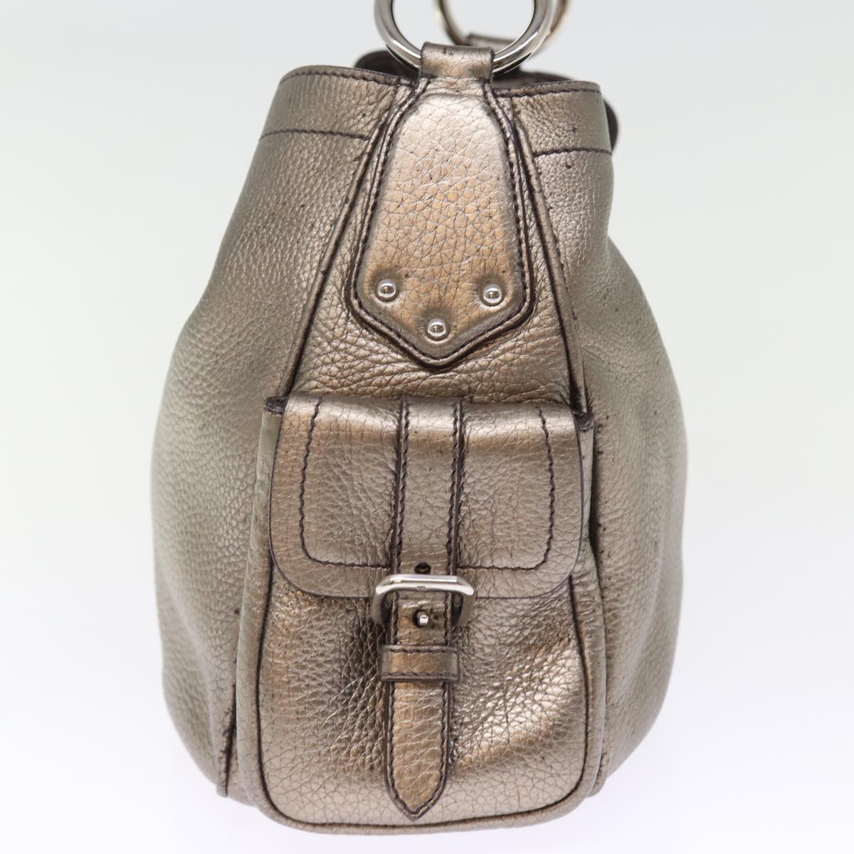 PRADA Shoulder Bag Leather Silver ep4586