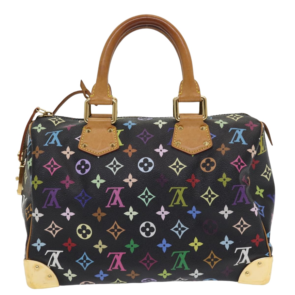 LOUIS VUITTON Monogram Multicolor Speedy 30 Hand Bag Black M92642 LV ep4868