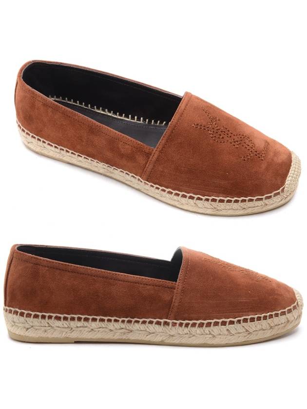 Saint Laurent Monogram Logo Suede Espadrilles Brown