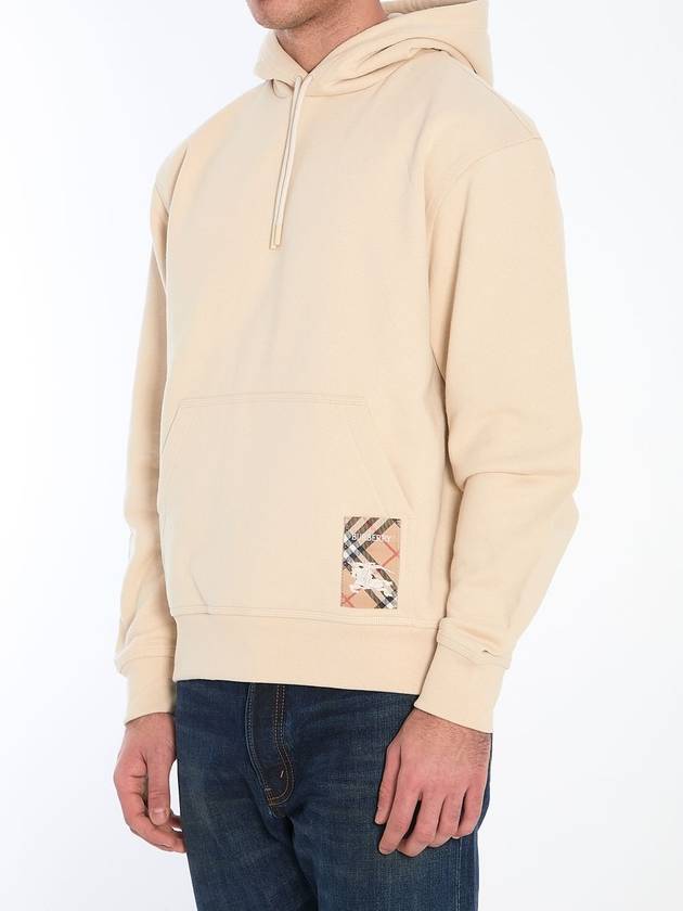 Burberry Check Label Cotton Hoodie Nutmeg