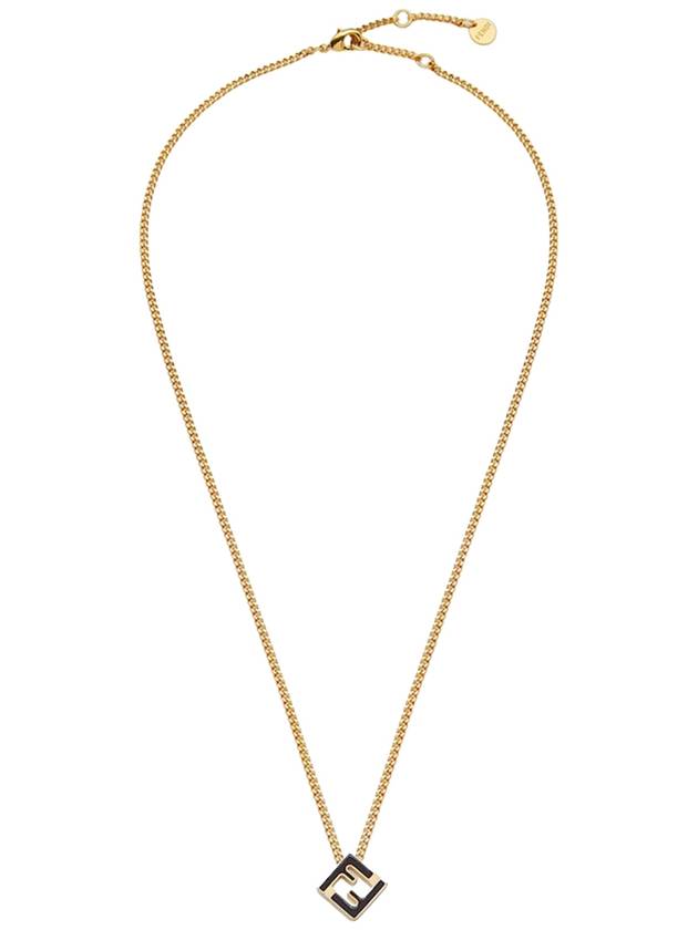 Fendi Forever FF Cube Pendant Necklace Black