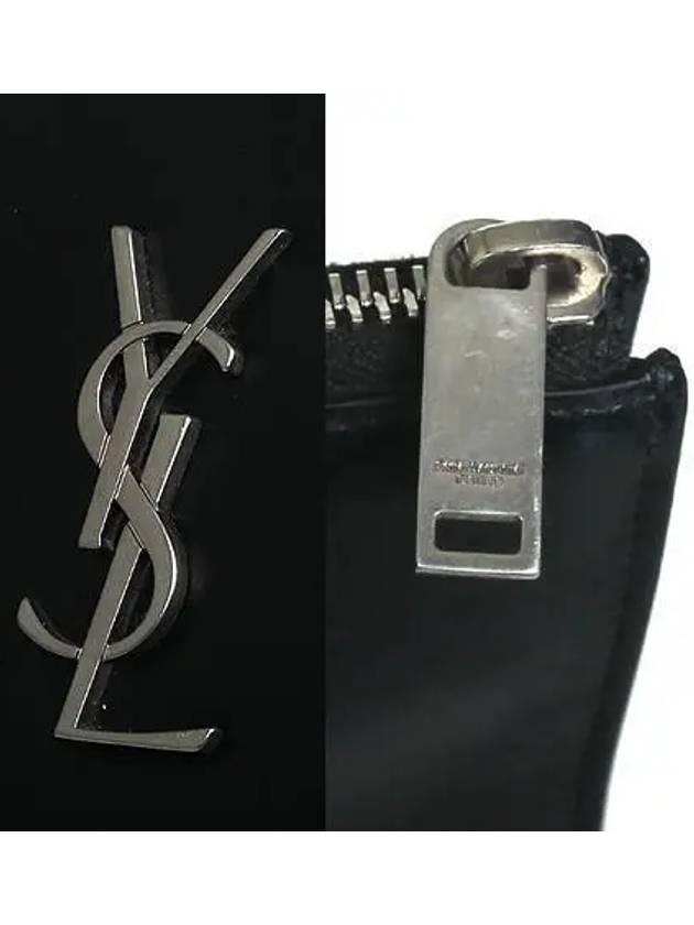 Saint Laurent 534680 Black Monogram Silver Logo Large Clutch Bag