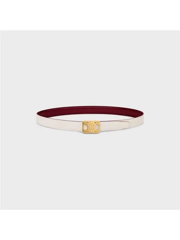 CELINE Frame Triomphe Reversible Medium Leather Belt Black White