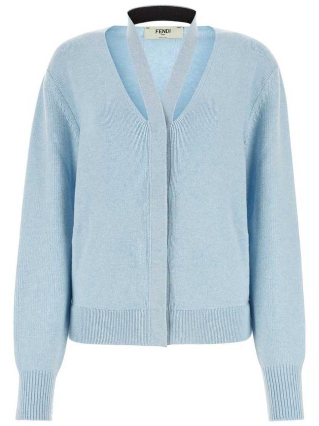 Fendi Cutout Cashmere Cardigan Light Blue