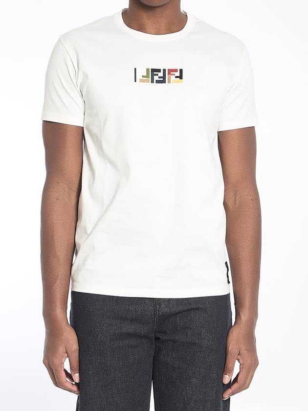 Fendi Embroidered Logo Short Sleeve T-Shirt White