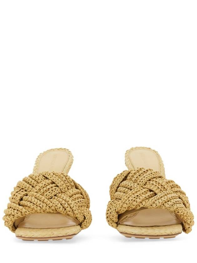 Bottega Veneta Lido Intrecciato Raffia Mule Beige