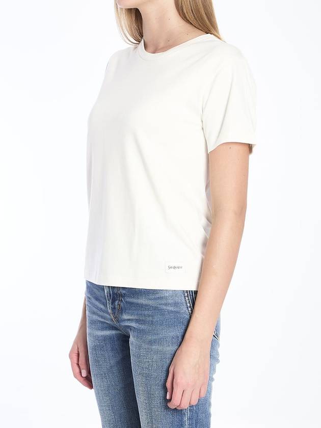 Saint Laurent Logo Patch Crew Neck Short Sleeve T-Shirt White