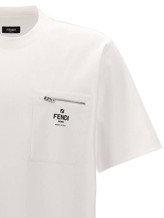 Fendi O'Lock Patch Pocket Cotton Short Sleeve T-Shirt White