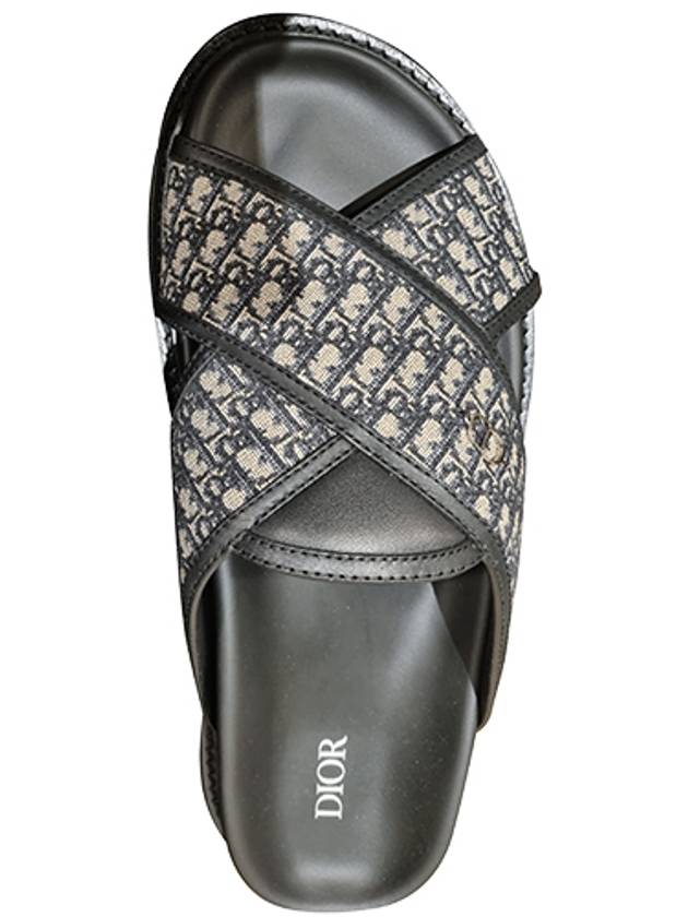 Aqua Oblique Jacquard Sandals Black Beige Dior