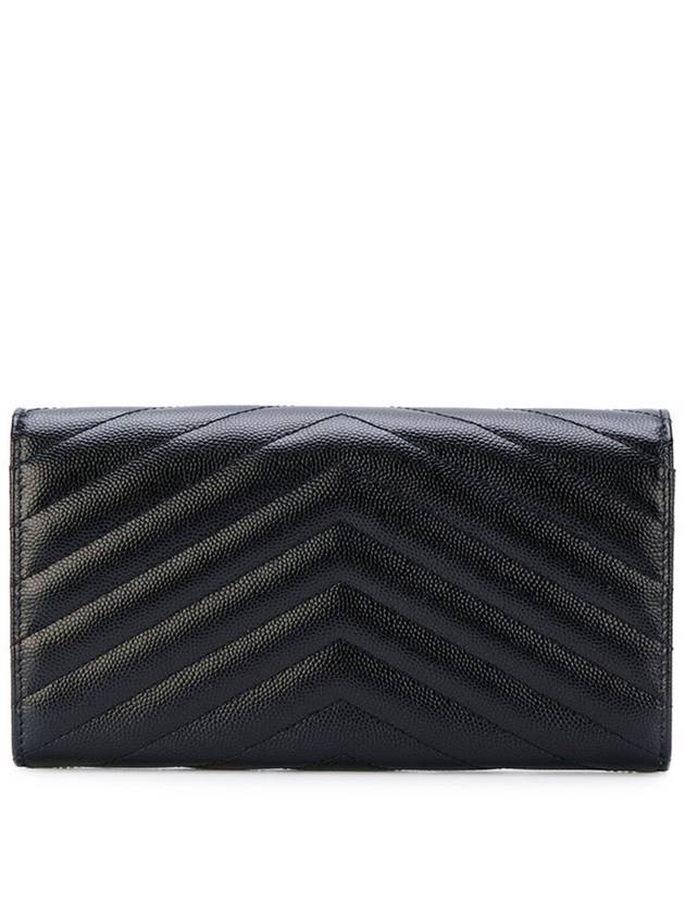 Saint Laurent Matelasse Monogram Quilting Leather Flap Long Wallet Black
