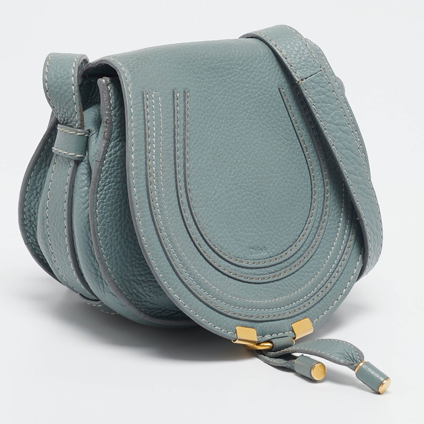 Chloe Light Blue Leather Mini Marcie Crossbody Bag