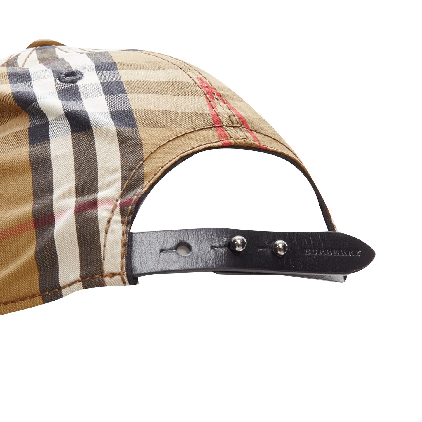 Burberry check cotton adjustable leather strap dad cap