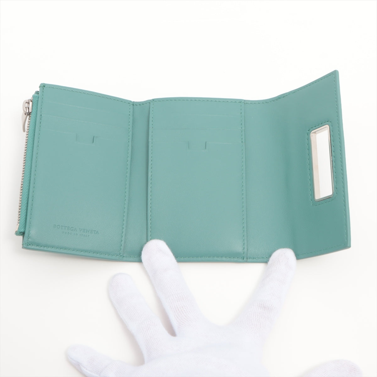 Bottega Veneta Leather Compact Wallet Blue