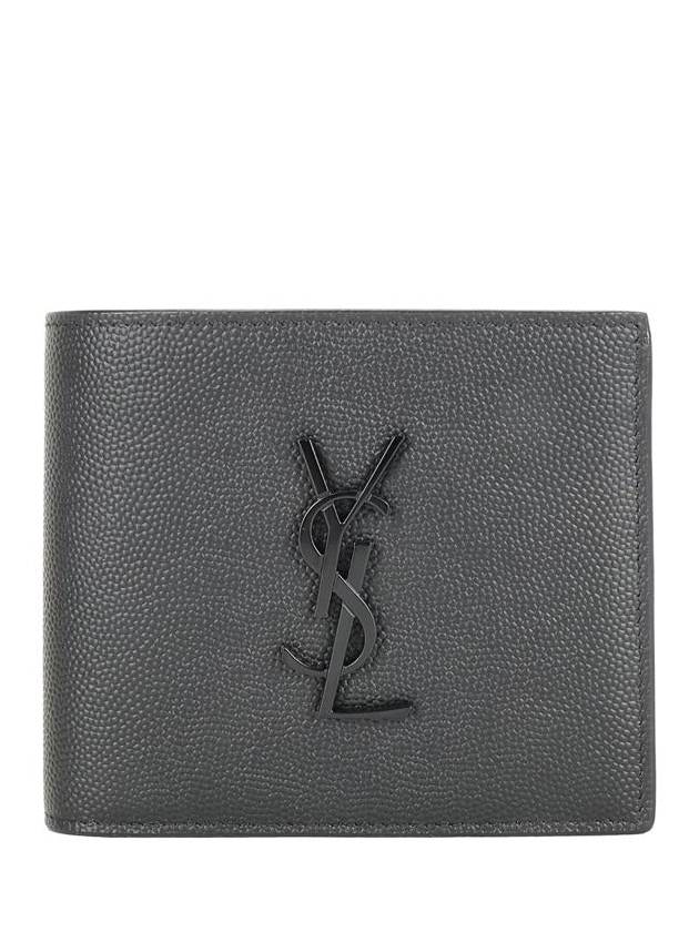 Saint Laurent Cassandre Leather Half Wallet Black