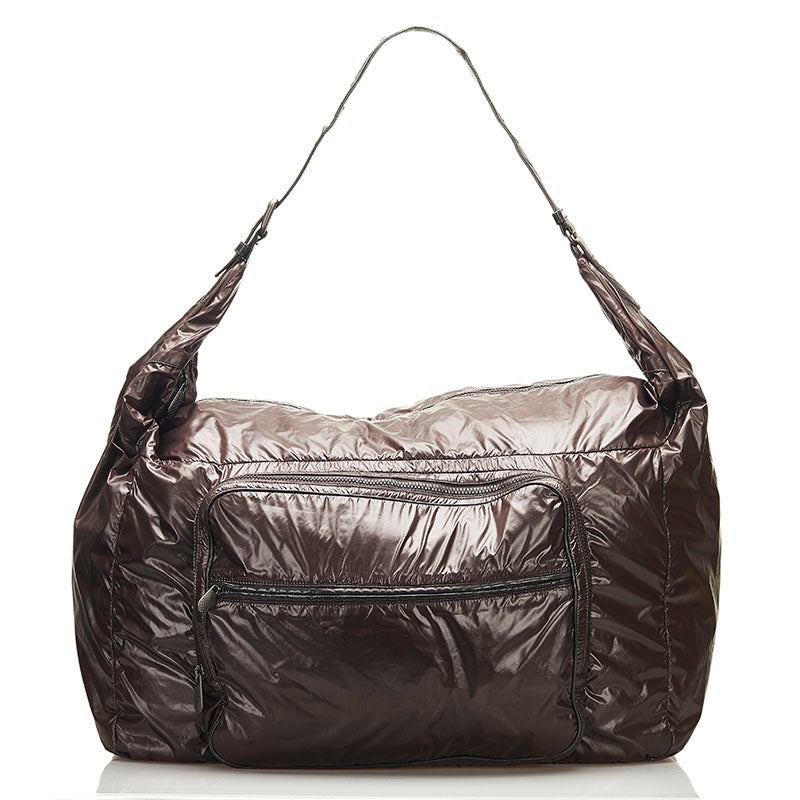 Bottega Veneta Spin-Naker Big One-Shooter 244903 Dark Brown Black Nylon Leather Men