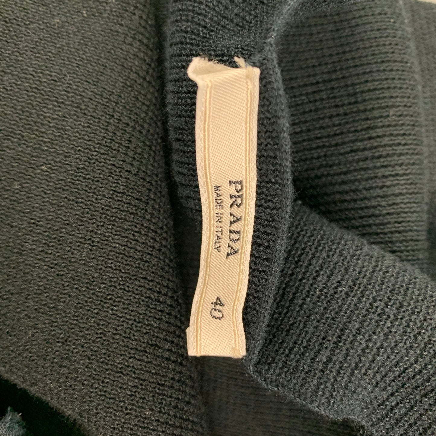 PRADA Size 4 Black Eylet Ribbon Pullover